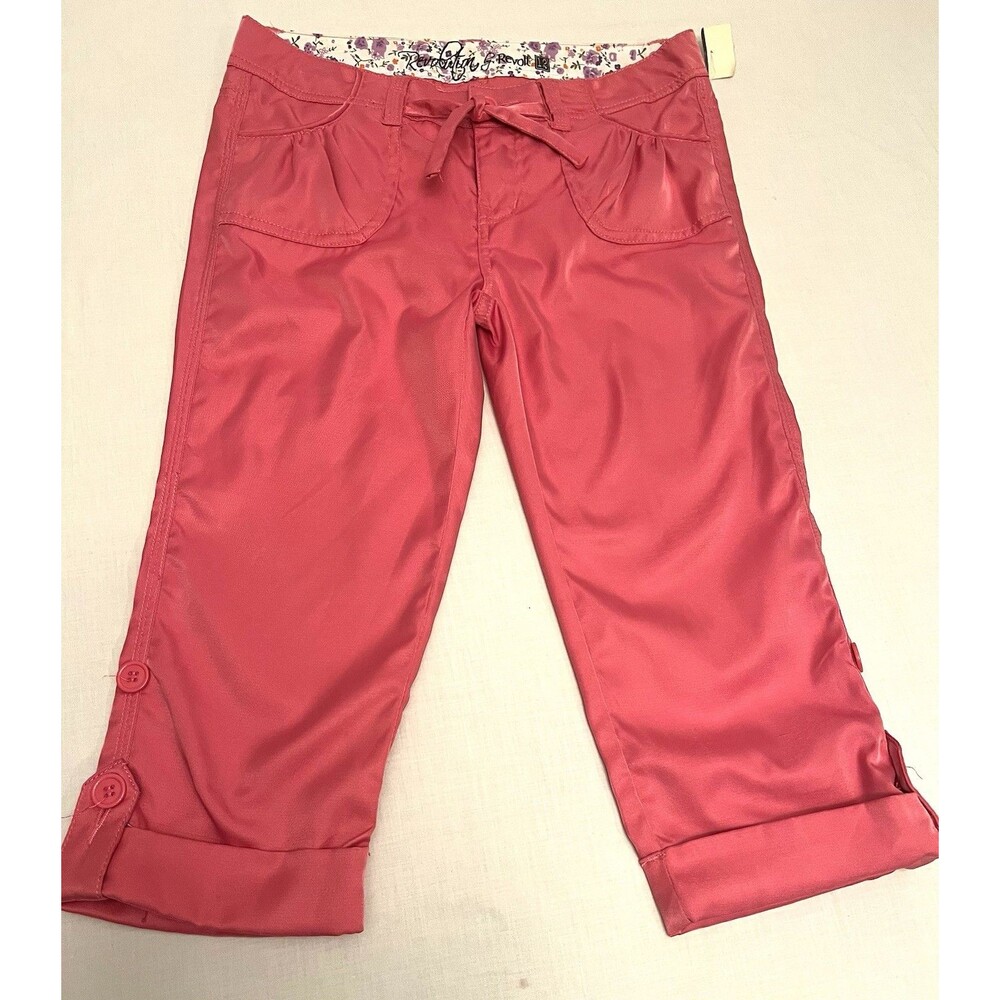 Revolution by Revolt Girl’s Pink Satin NWT Size 12 adjustable Capri pants 🦋